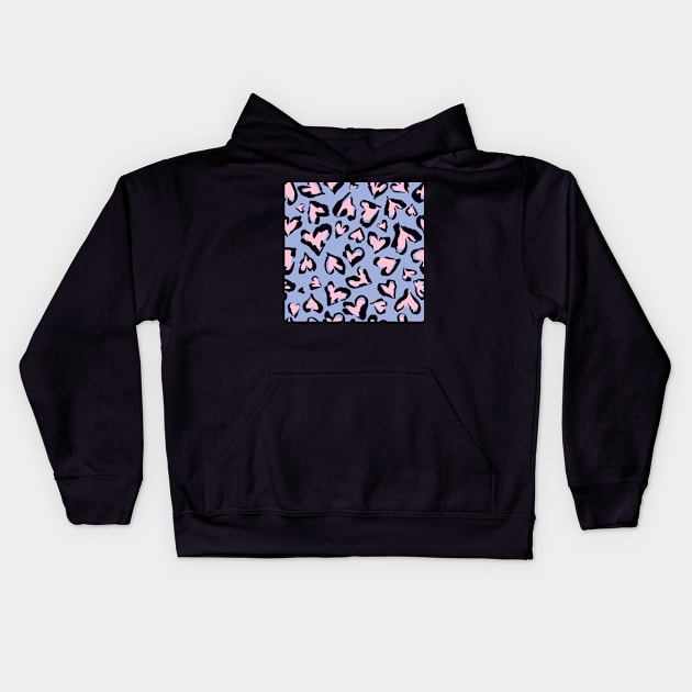 Cute Leopard Heart Pattern Print Kids Hoodie by Made In Kush